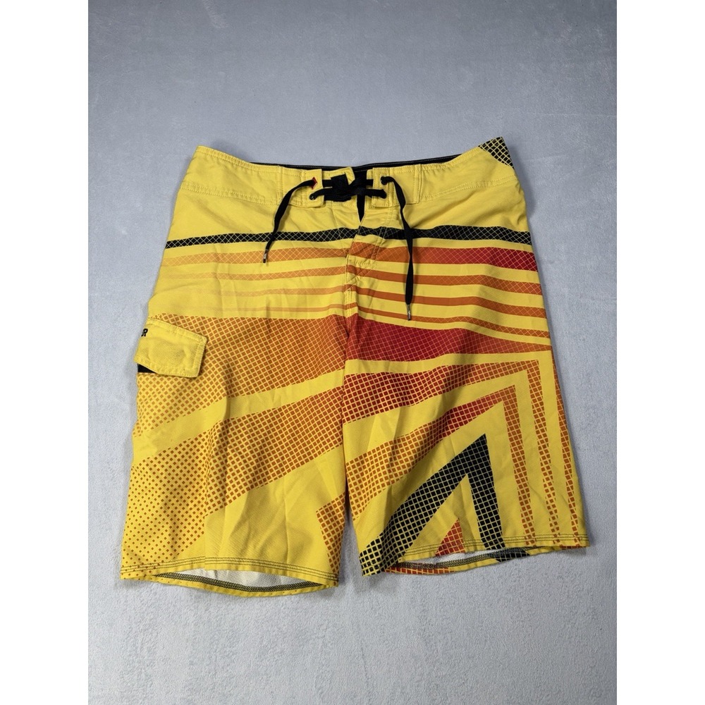 Quicksilver Men's Board Shorts Swim Orange Yellow Cargo Pocket Size 32